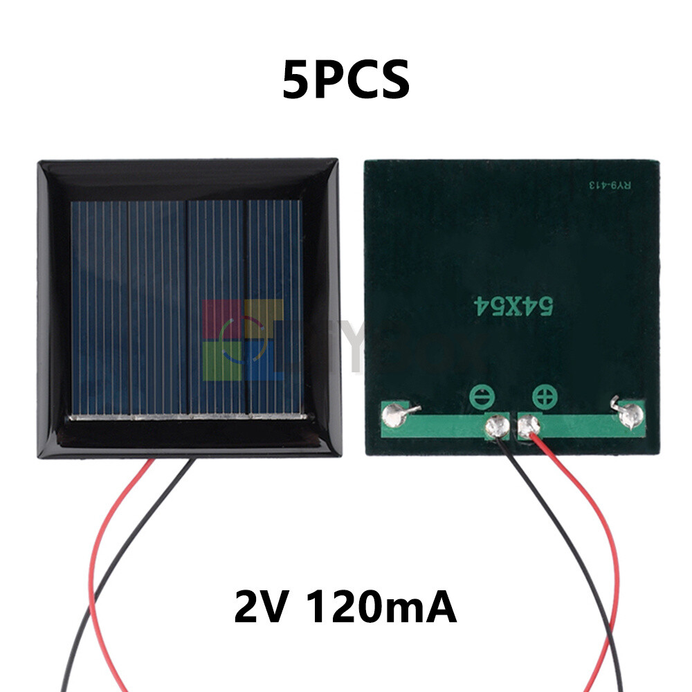 5Pcs 1.5/2/3/5V Solar Panel Polysilicon Module DIY Solar Panel w/Wire 60-150mA