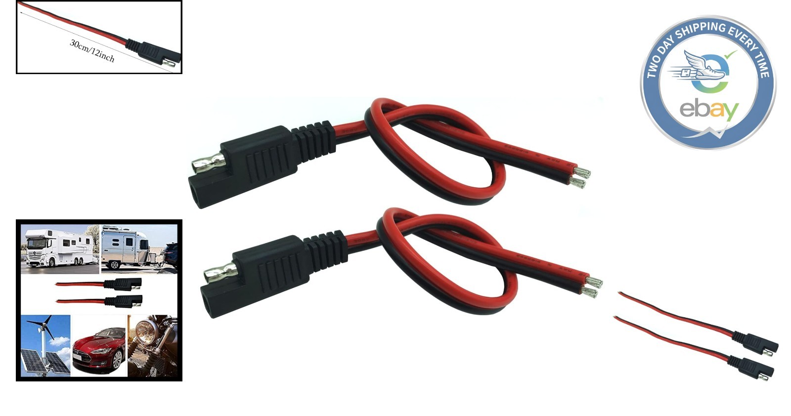 1Ft 14AWG SAE Power Extension Cable – Quick Disconnect for Vehicles & Solar