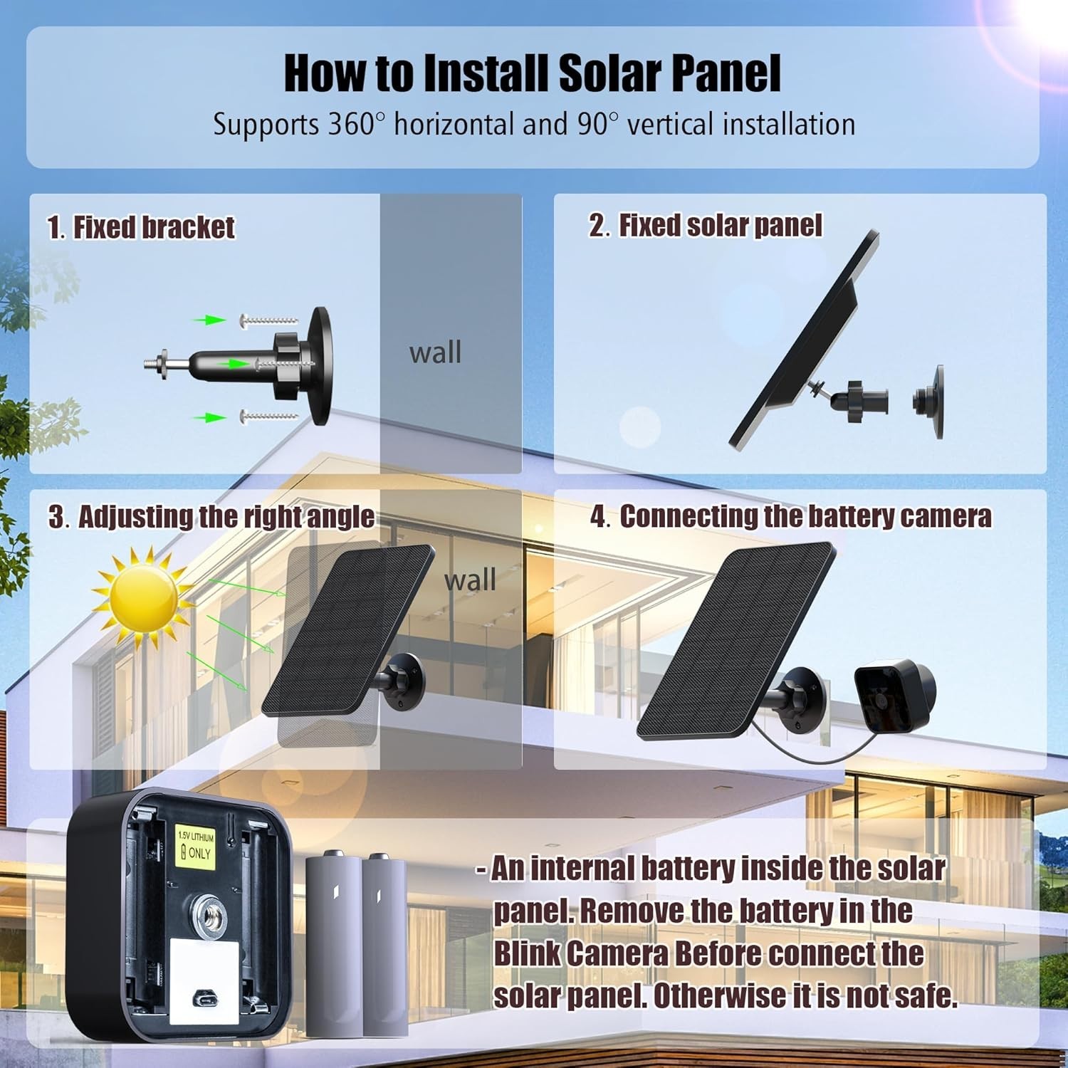 4 Pack Solar Panel for Blink Outdoor 2K+/44th Gen/Outdoor3rd Gen XT3 and XT2/…