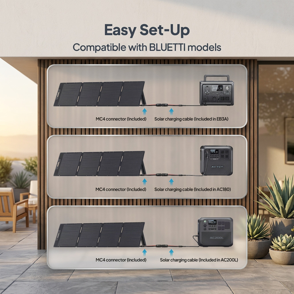 BLUETTI AC200L Solar Ready Power Station 2400W + 200W Portable Solar Panel