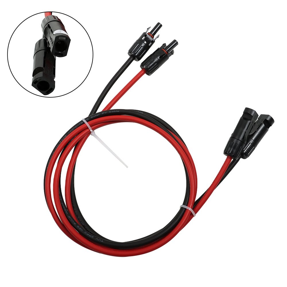 1 Pair 5ft 10AWG Black + Red Solar Panel Extension Cable Wire Connector