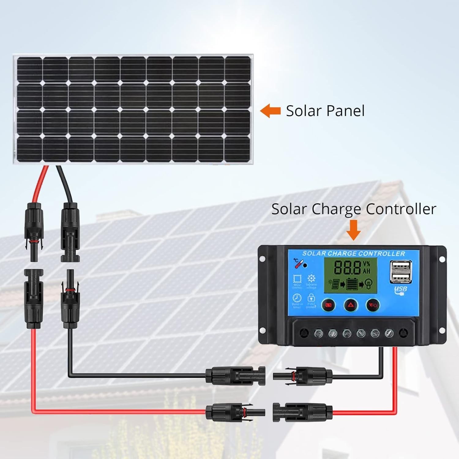 100FT 10 AWG Solar Panel Extension Cable PV Wire Solar Connectors Pair 6mm²