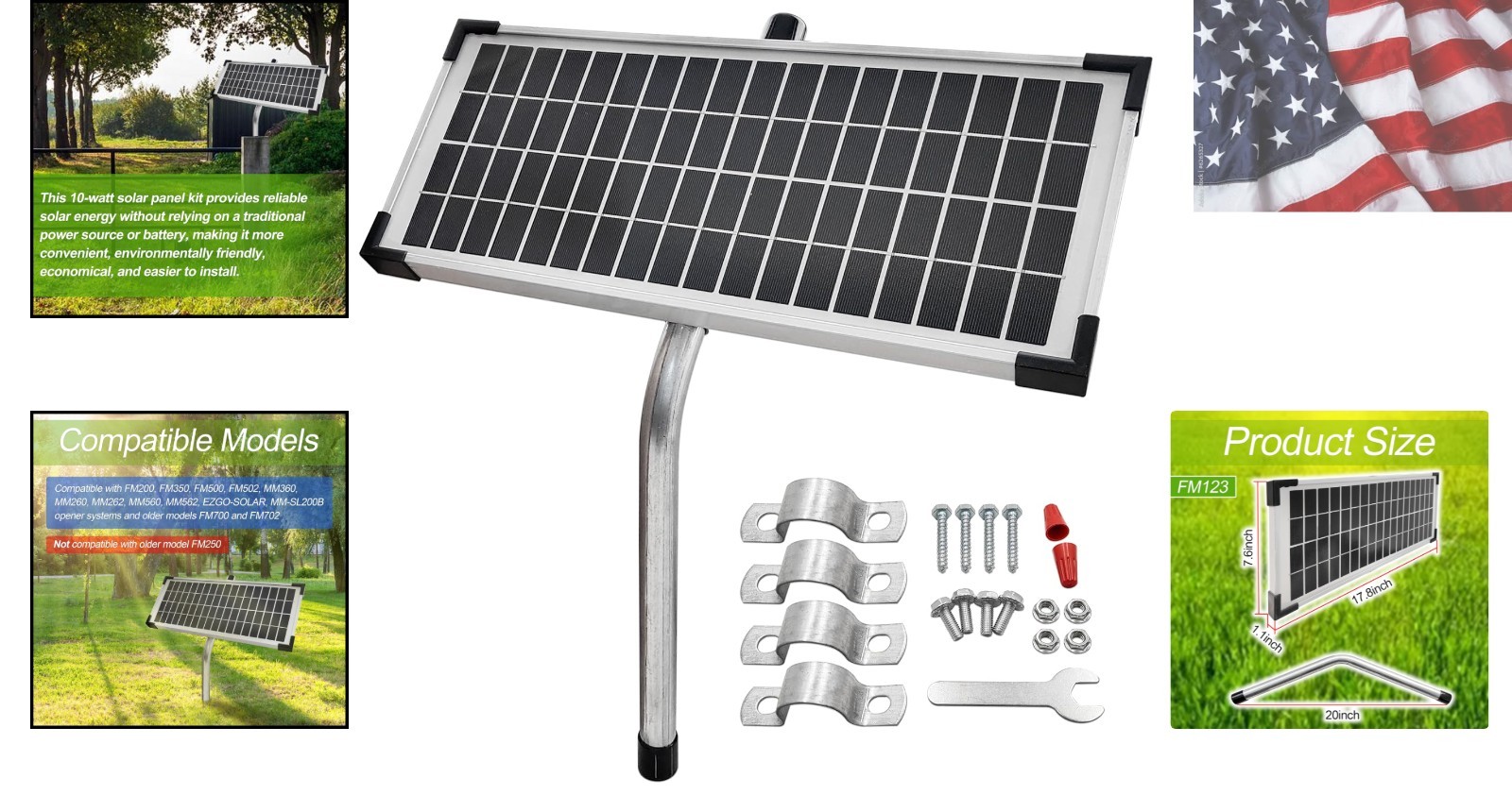 Solar Panel Kit FM123 Compatible with Mighty Mule Automatic Gate Openers | Co…