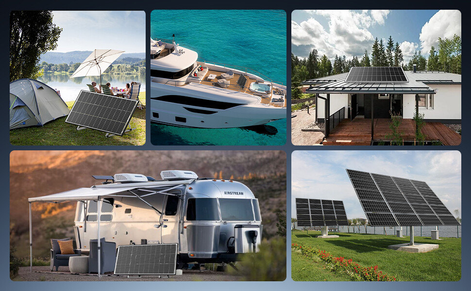 Bifacial Solar Panel 200W 12V Solar Battery Home PV Off-Grid Boat Power Charger