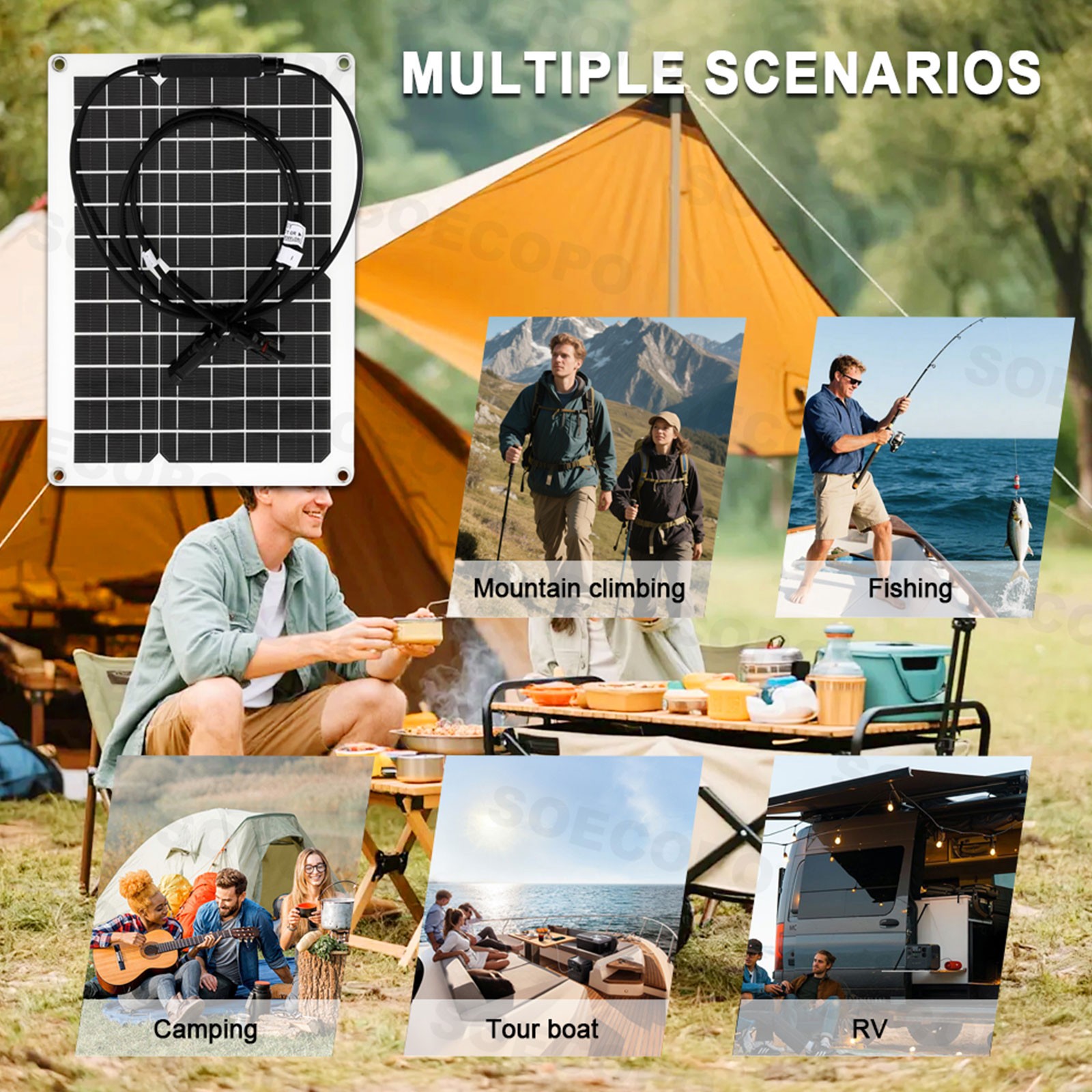 SOECOPO 8000W Peak Solar Kit 12V 24V to 110V/220V Inverter for RV Off-Grid Camp