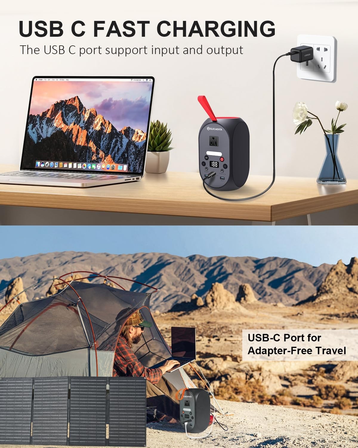 99Wh Portable Power Station – 120W Peak, LiFePO4 Battery Backup, AC/DC/USB-C Out