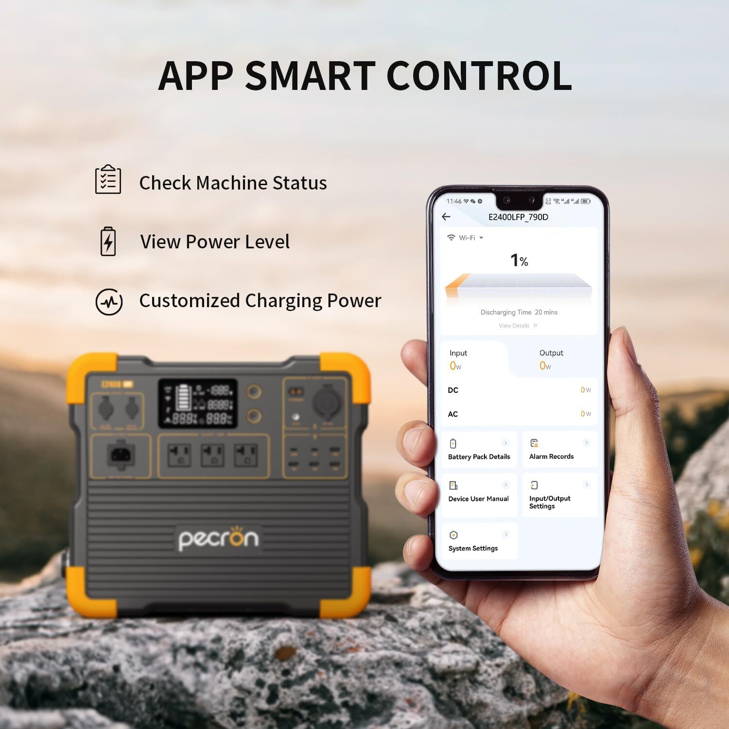 PECRON E2400LFP 2000W 2048Wh Portable Power Station Generator w/200W Solar Panel