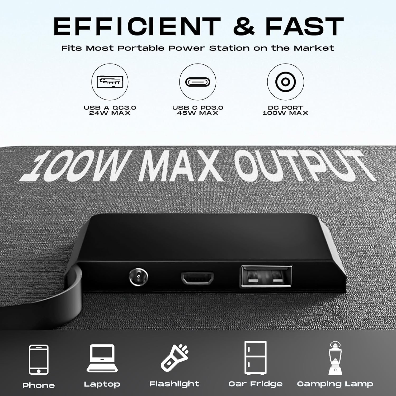 100W Foldable Solar Panel Waterproof Portable Camping Power Station Charger