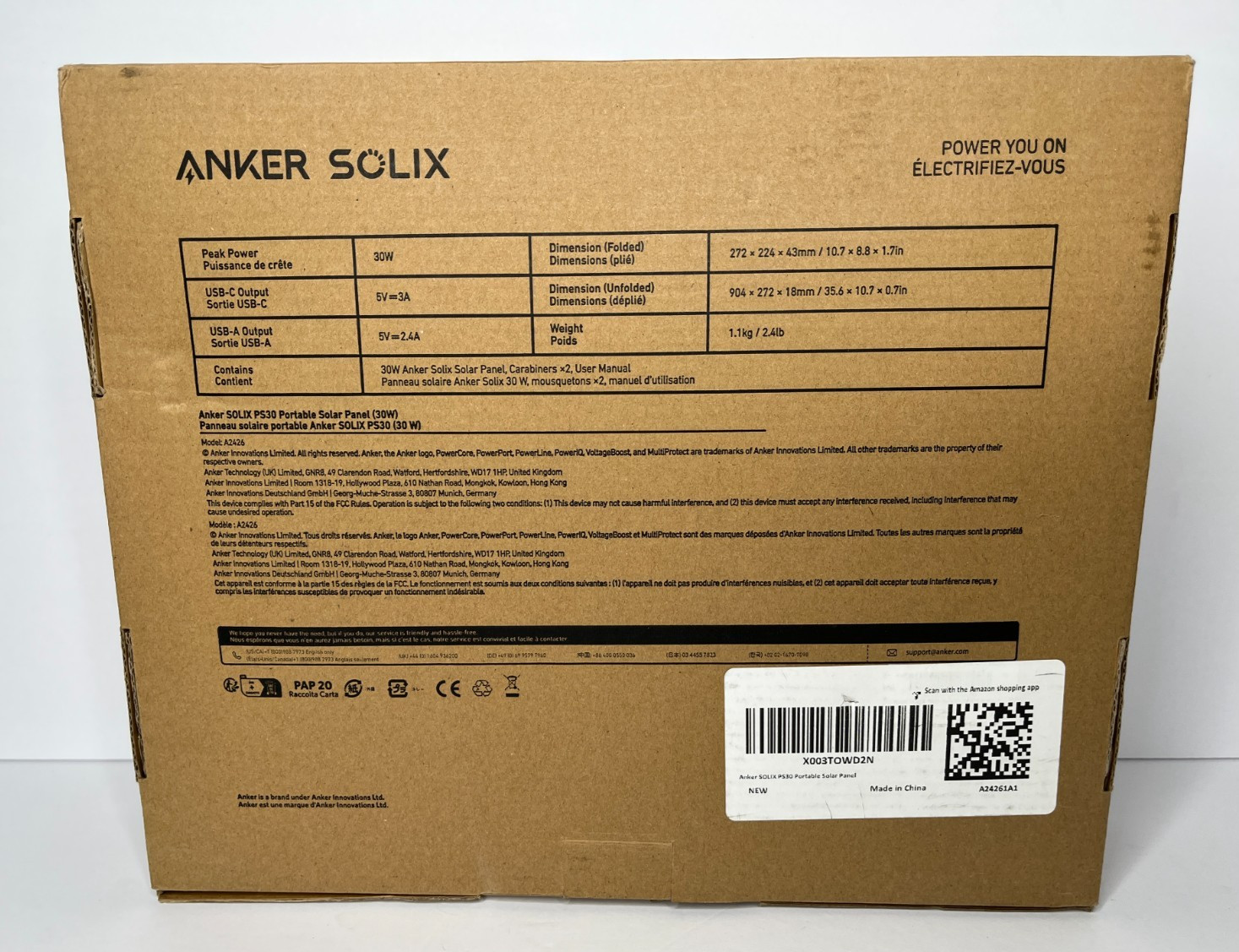 Anker Solix PS30 Solar Panel 30W Foldable Portable Solar Charger 2-Ports