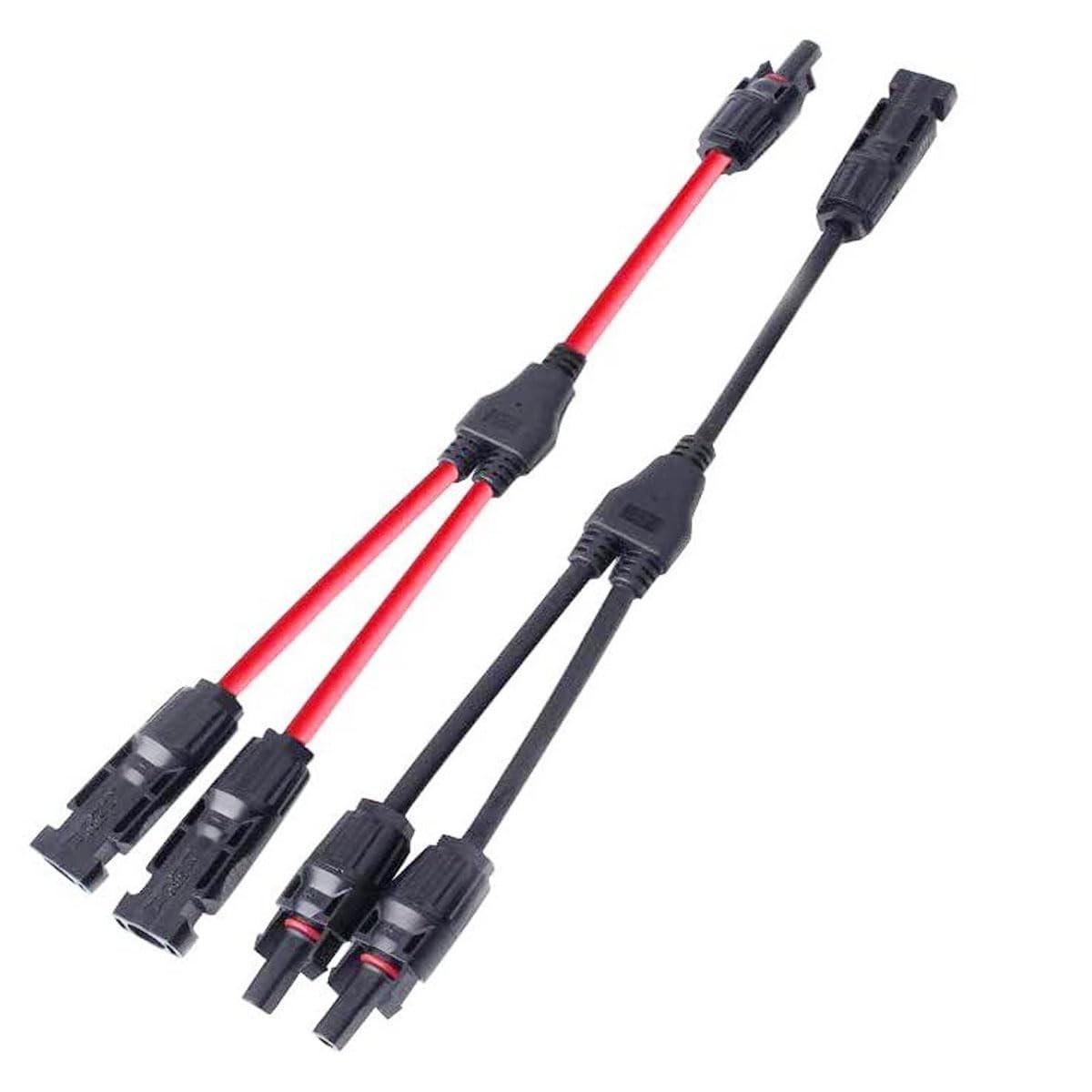Solar Connectors Y Branch Parallel Adapter 10AWG Cable for Solar Panel (Red & Bl