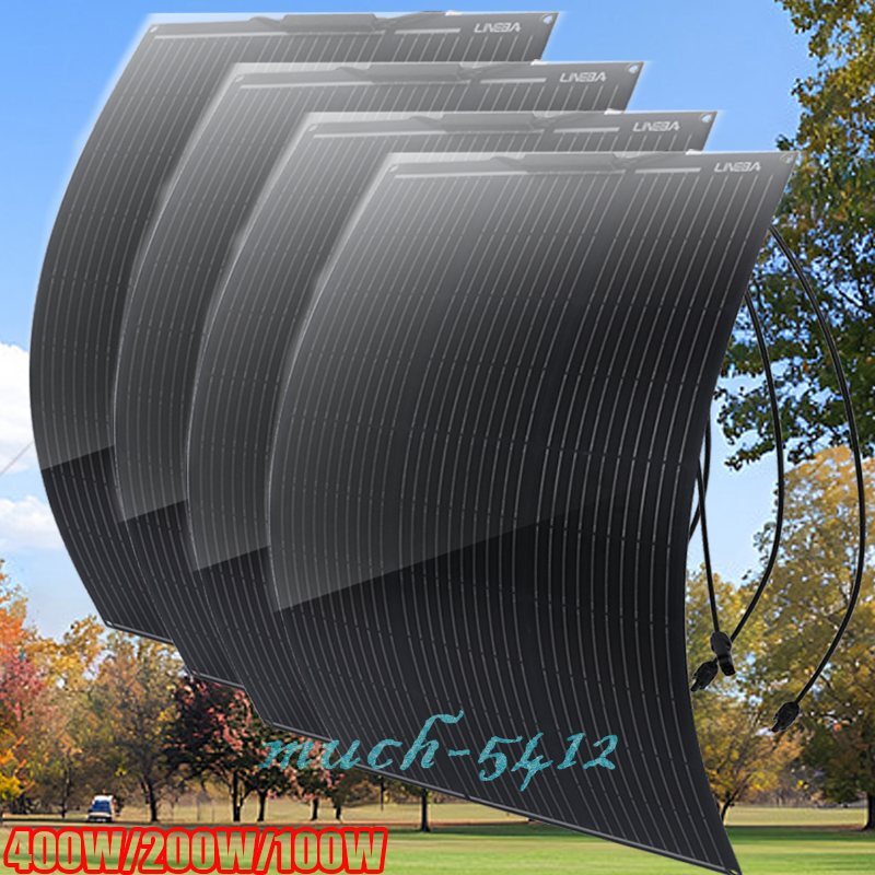 100W 200W 400W Flexible 18V Solar Panel Mono PV N-Type Charger RV Home Off-Grid