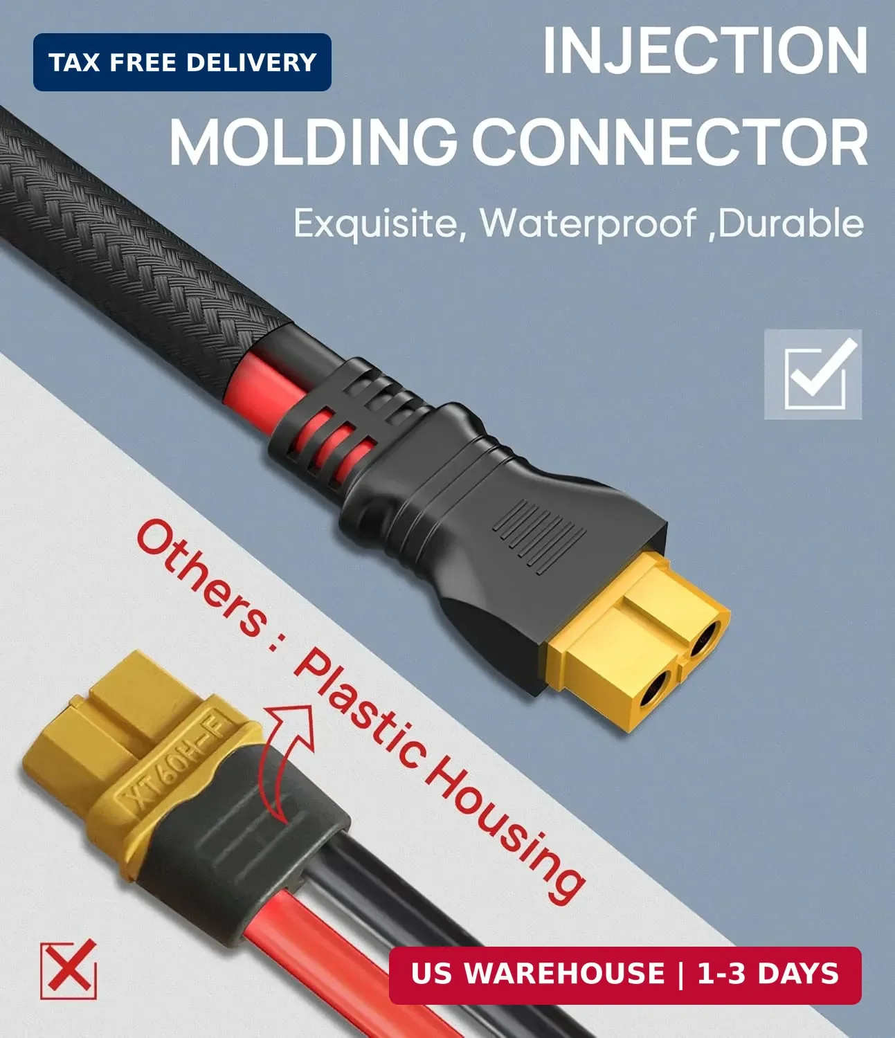 12AWG-10ft Advanced Solar to XT60 Charging Cable,Redesign Solar Panel Connector