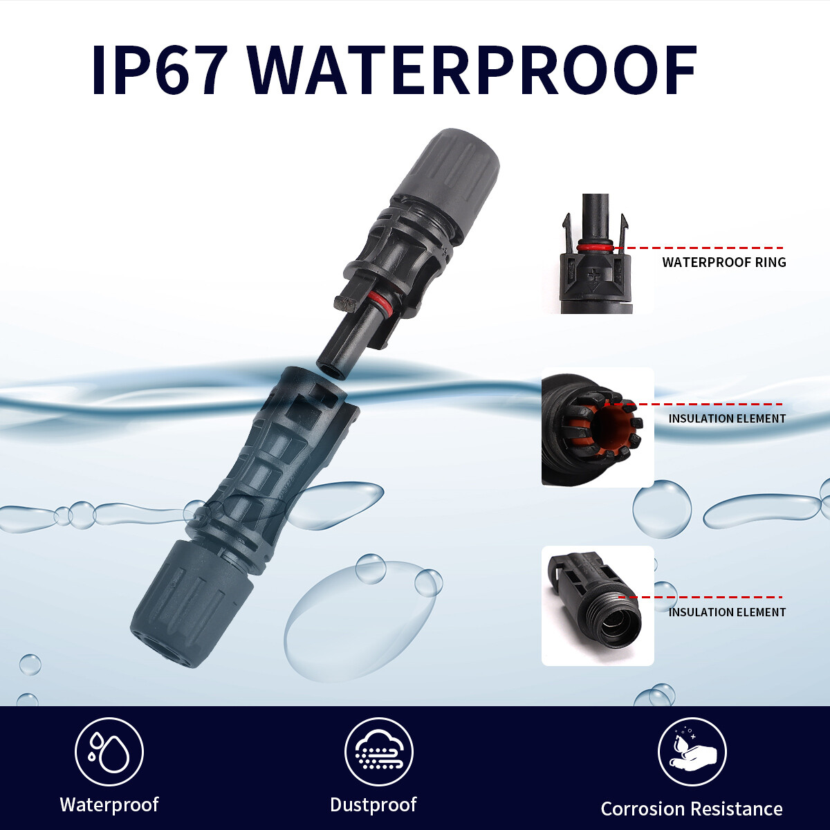 GEYA 10PCS Male Female M/F 30A PV Solar Panel Wire Cable Connector IP67 &Spanner