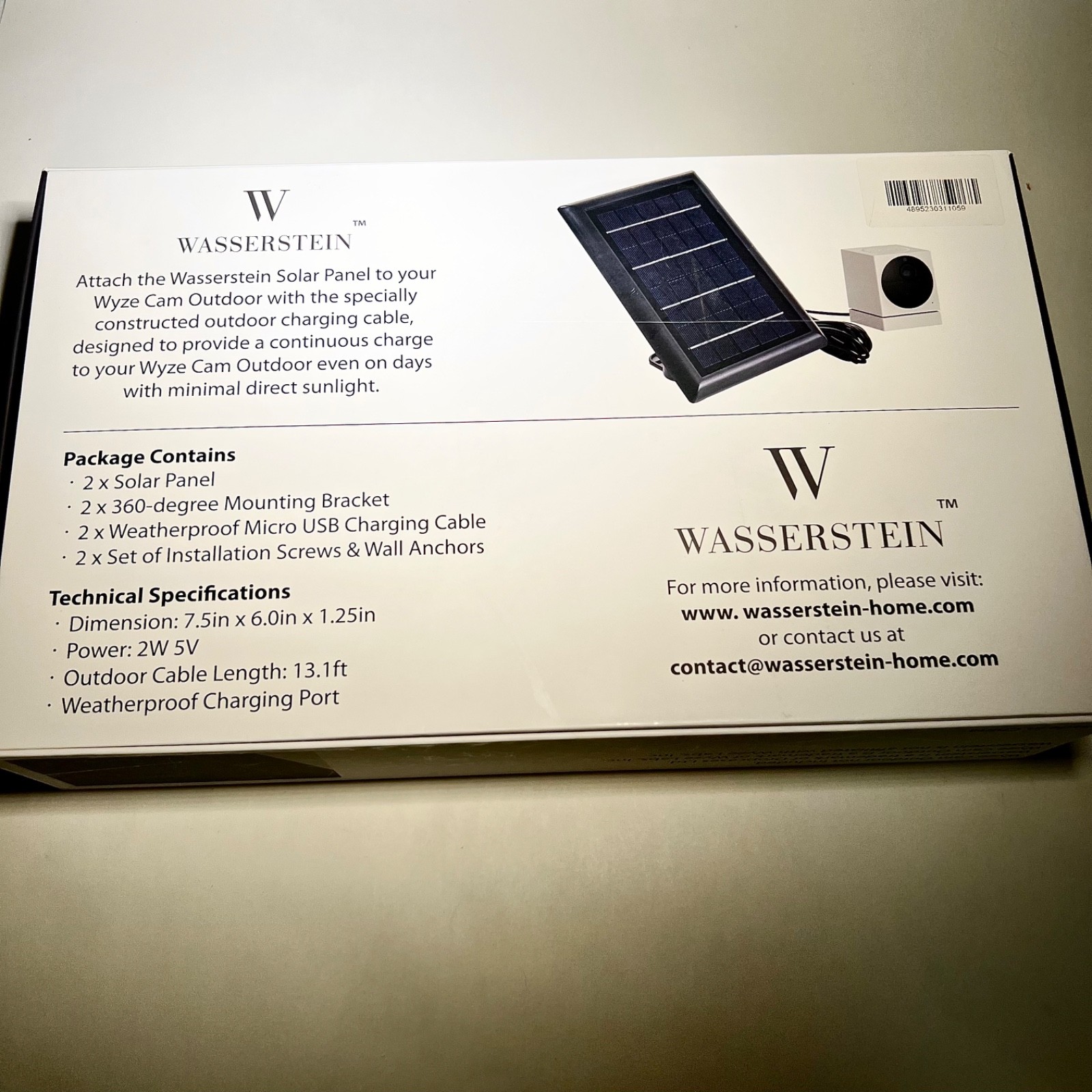 Wasserstein Solar Panel 2-Pack for WYZE Cam Outdoor V2/Pro White Weatherproof