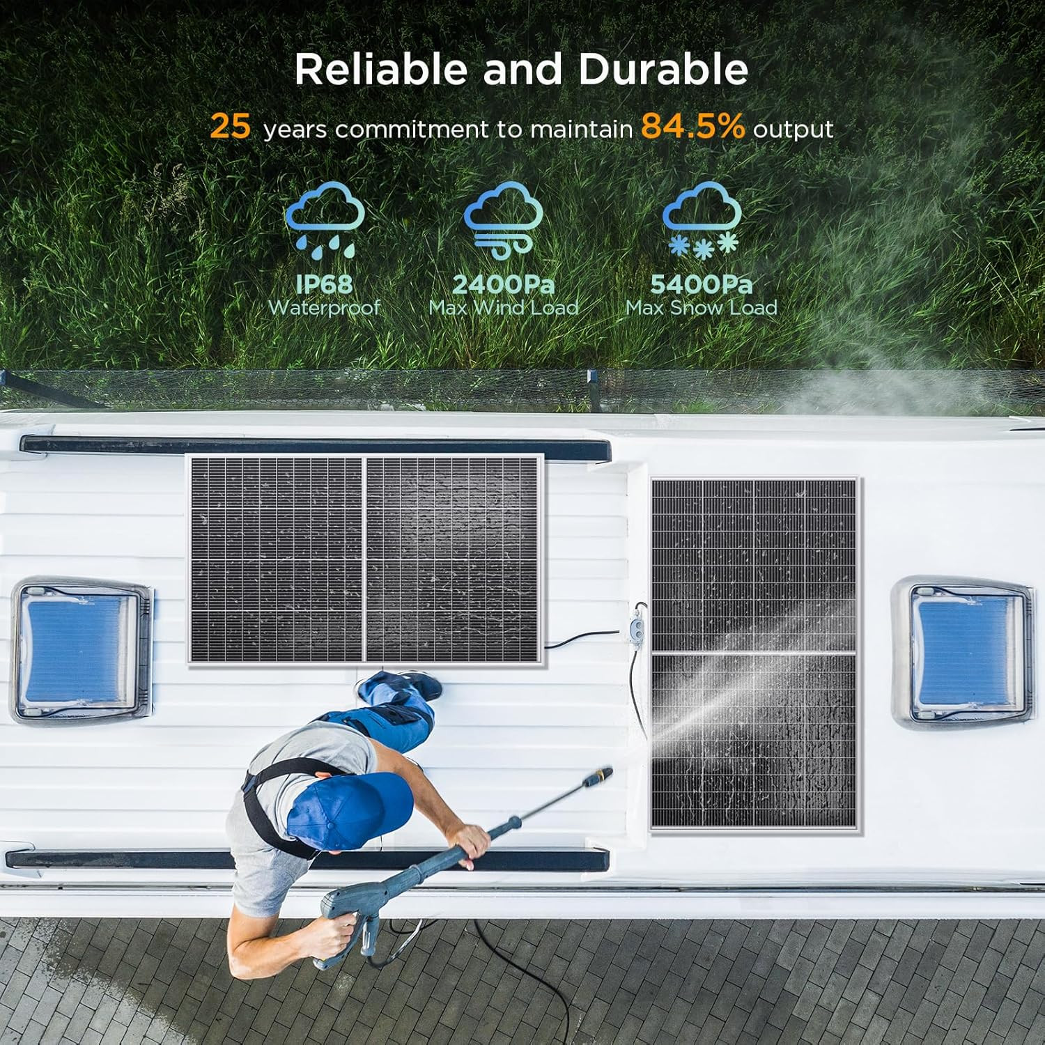 N-Type 16BB 400W Bifacial Solar Panel, 2×200W Solar Panels for 12V/24V Battery S