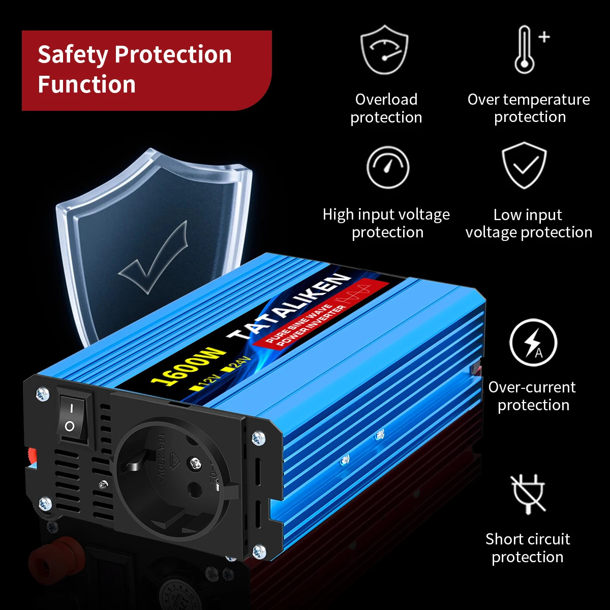 Pure Sine Wave Inverter 1000W-4000W DC 12V and 24V to AC 220V 50hz Power Inverte