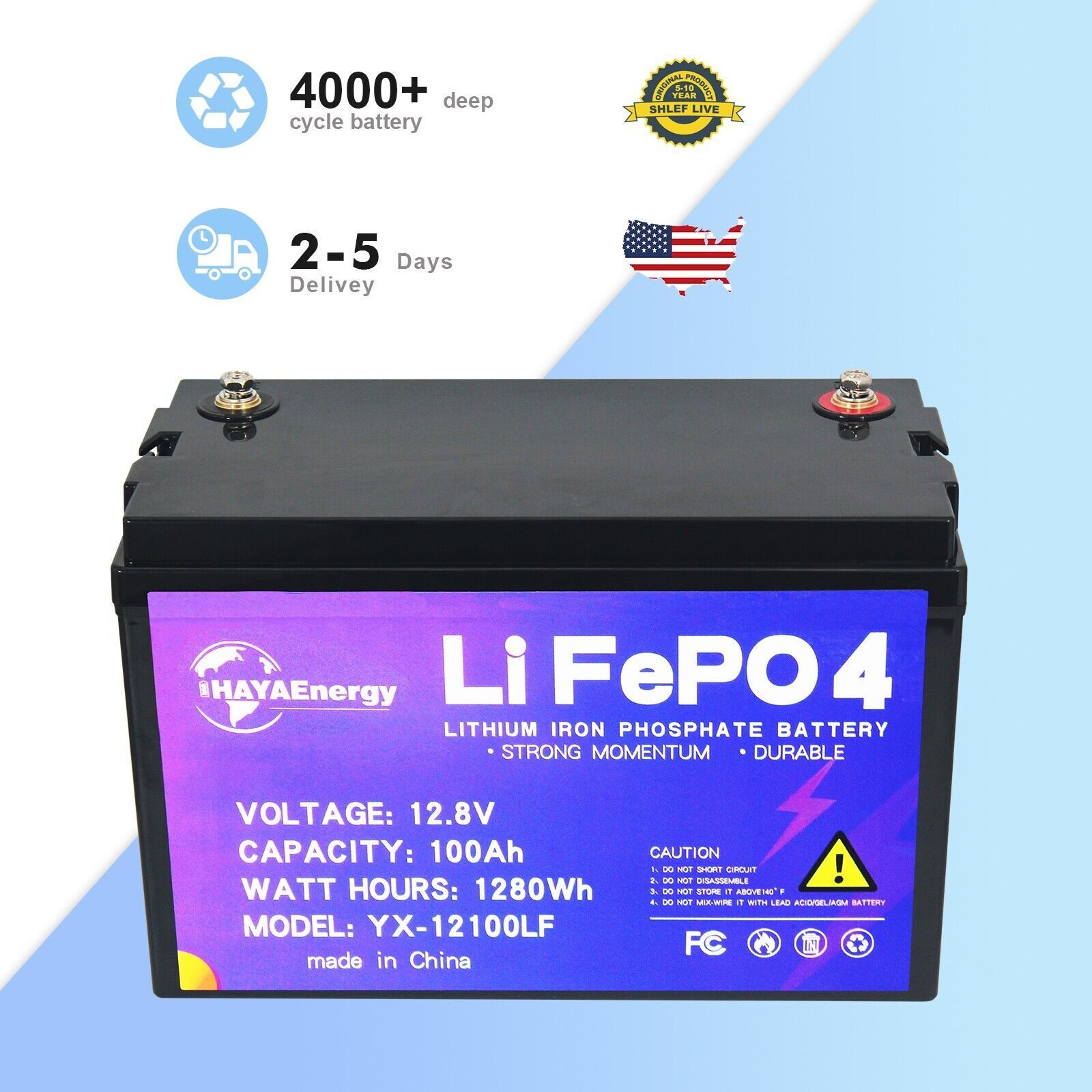 12V LiFePo4 100Ah Lithium Golf Cart Battery for RV Deep Cycles Solar System