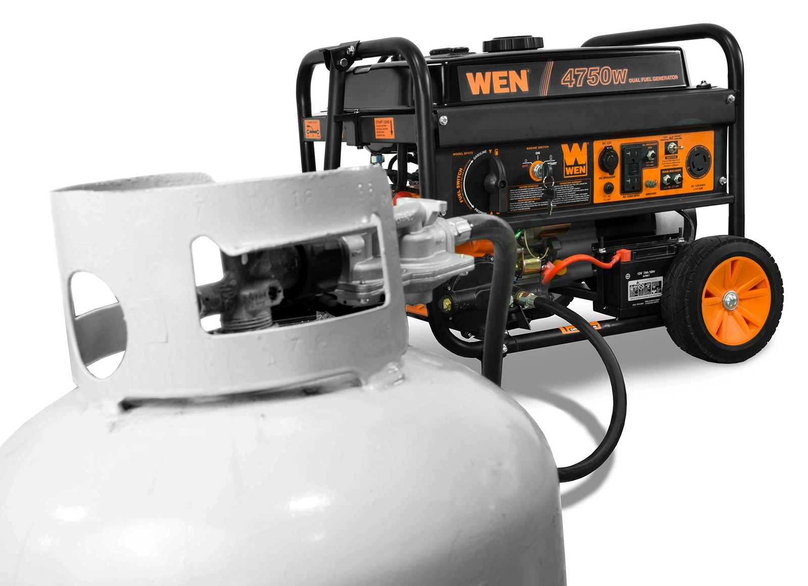 WEN 4,750-Watt 120V/240V Dual Fuel Portable Generator with Wheel Kit and