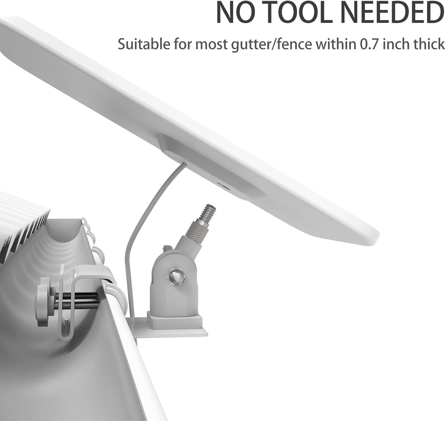 Adjustable Gutter Mount for Ring Solar Panel – White, 2 Pack