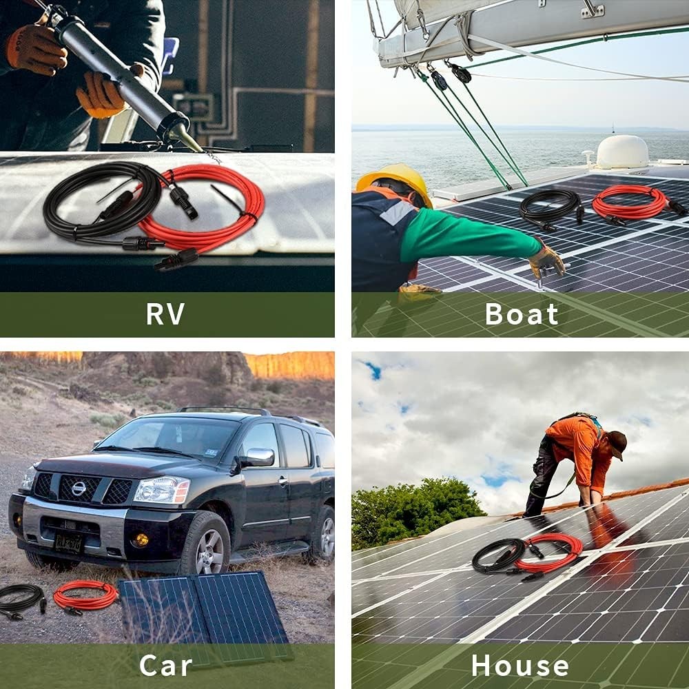 Solar Panel Extension IP67 Cable 15 Feet 10AWG with Female and Male Connector
