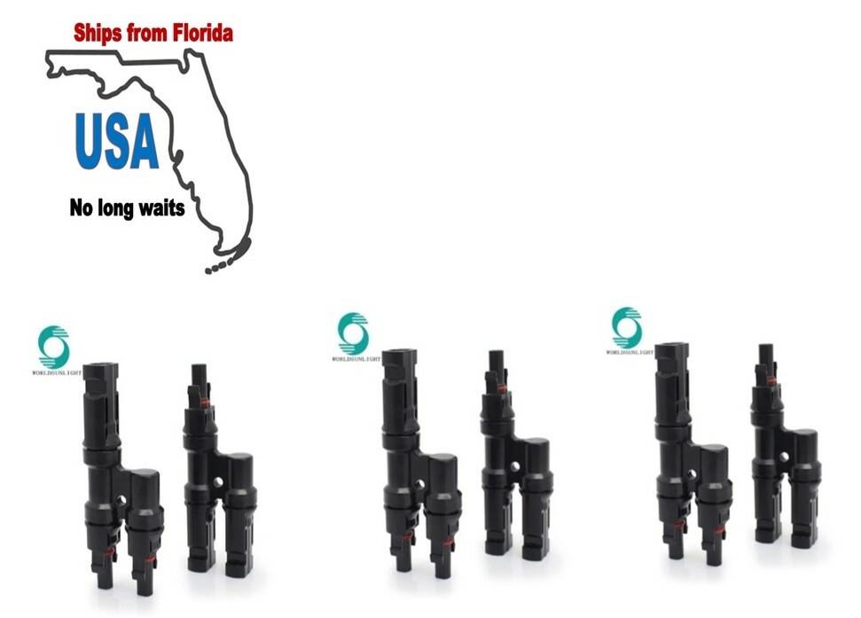 3 pair WSPVT2 Series Parallel Connection 1 To 2 T Type Solar Panel Cable Connect