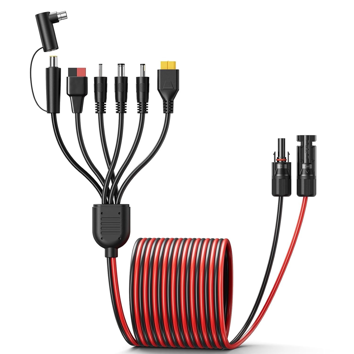 7-in-1 Solar Panel Adapter Connectors,3.6 Feet Universal 12AWG MC4 Cable to D…