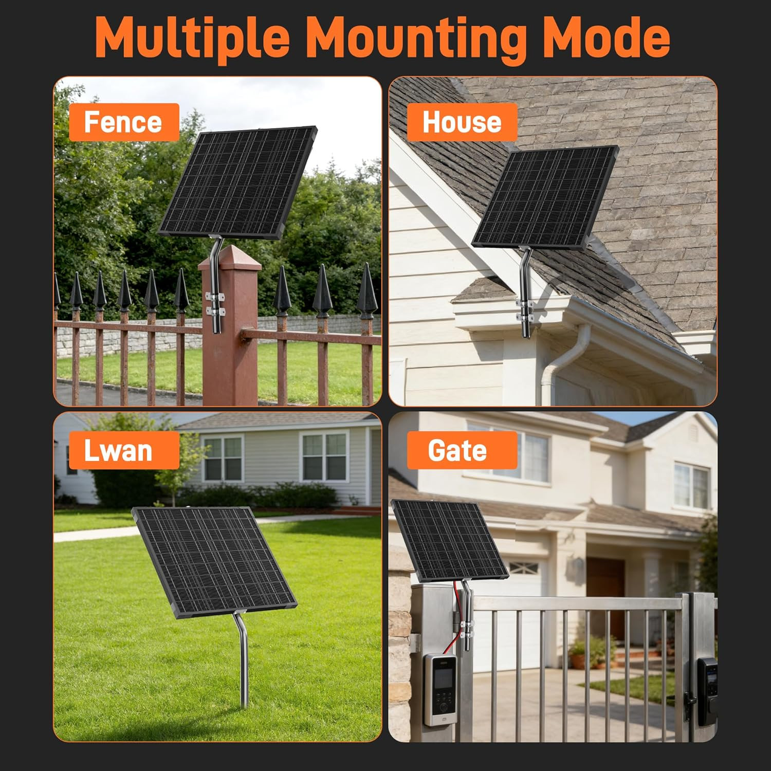 12V Gate Opener Solar Panel：20W Solar Panels Kit for Electric Fence with Smart M