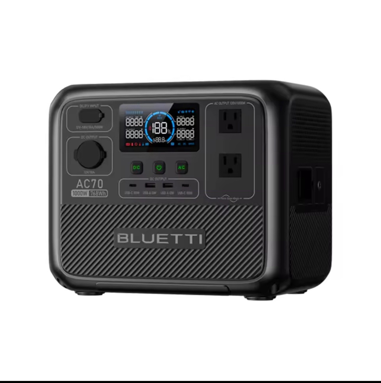 BLUETTI AC70 1000W 768Wh Portable Power Station Solar Generator for Fishing/Trip