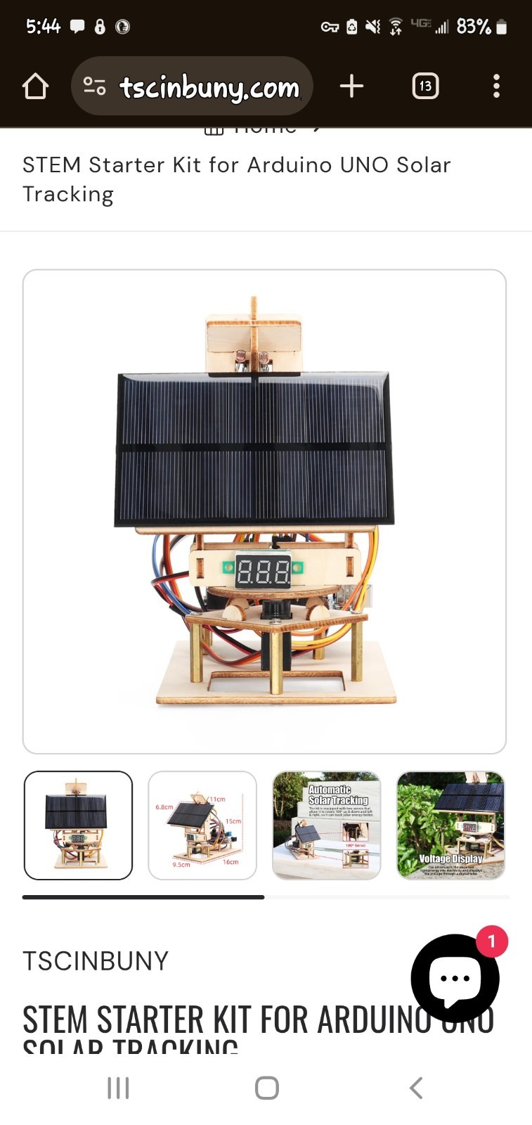 Zhiyi Smart Solar Light Tracking kit great teen gift Kit ZYA0017