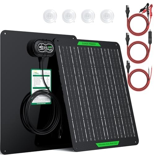 20W 12V Waterproof Solar Battery Charger & Maintainer, MPPT Controller, Trickle