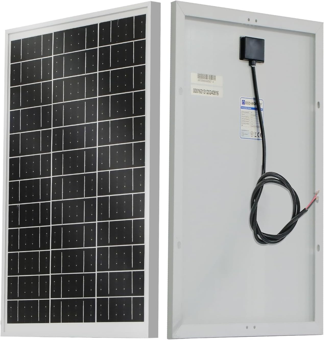 Eco-Worthy Monocrystalline Solar Panel Off-Grid Battery Charger RV Boat 25W 12V