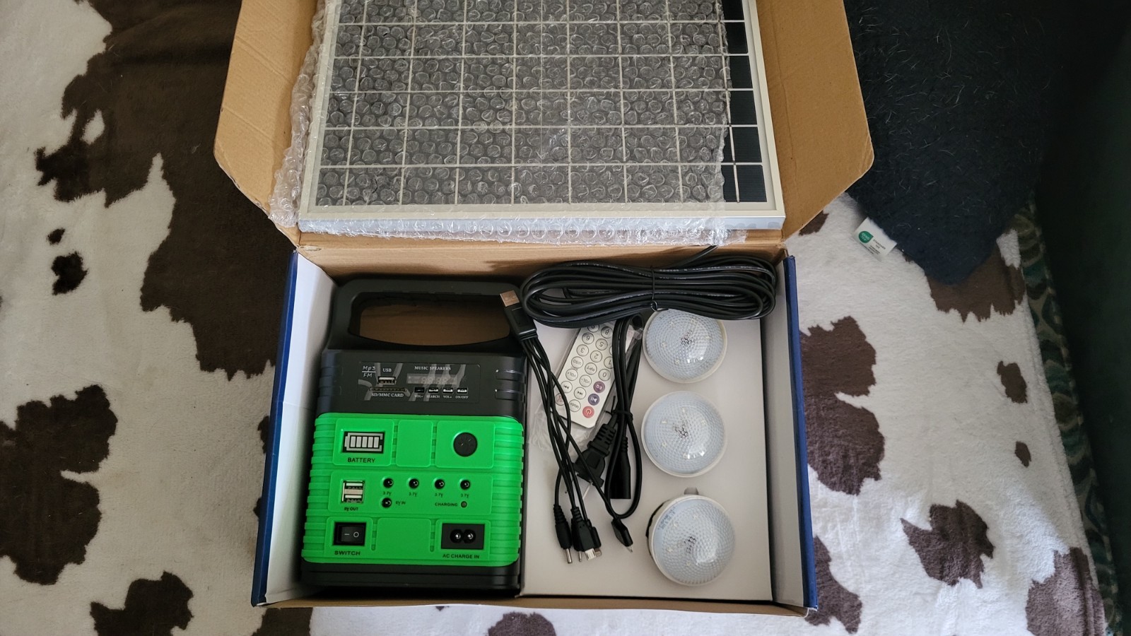 Solar System 10W 6V Portable Solar Panel Kit w/ LED Bulbs