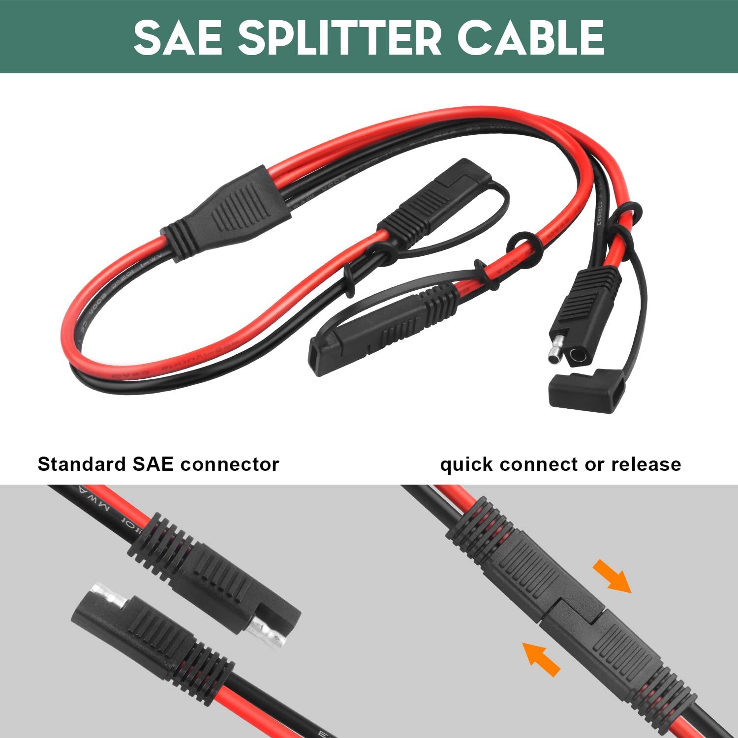 PAEKQ SAE Connector Splitter 10AWG Y Splitter SAE 1 to 2 Extension Cable Quic…