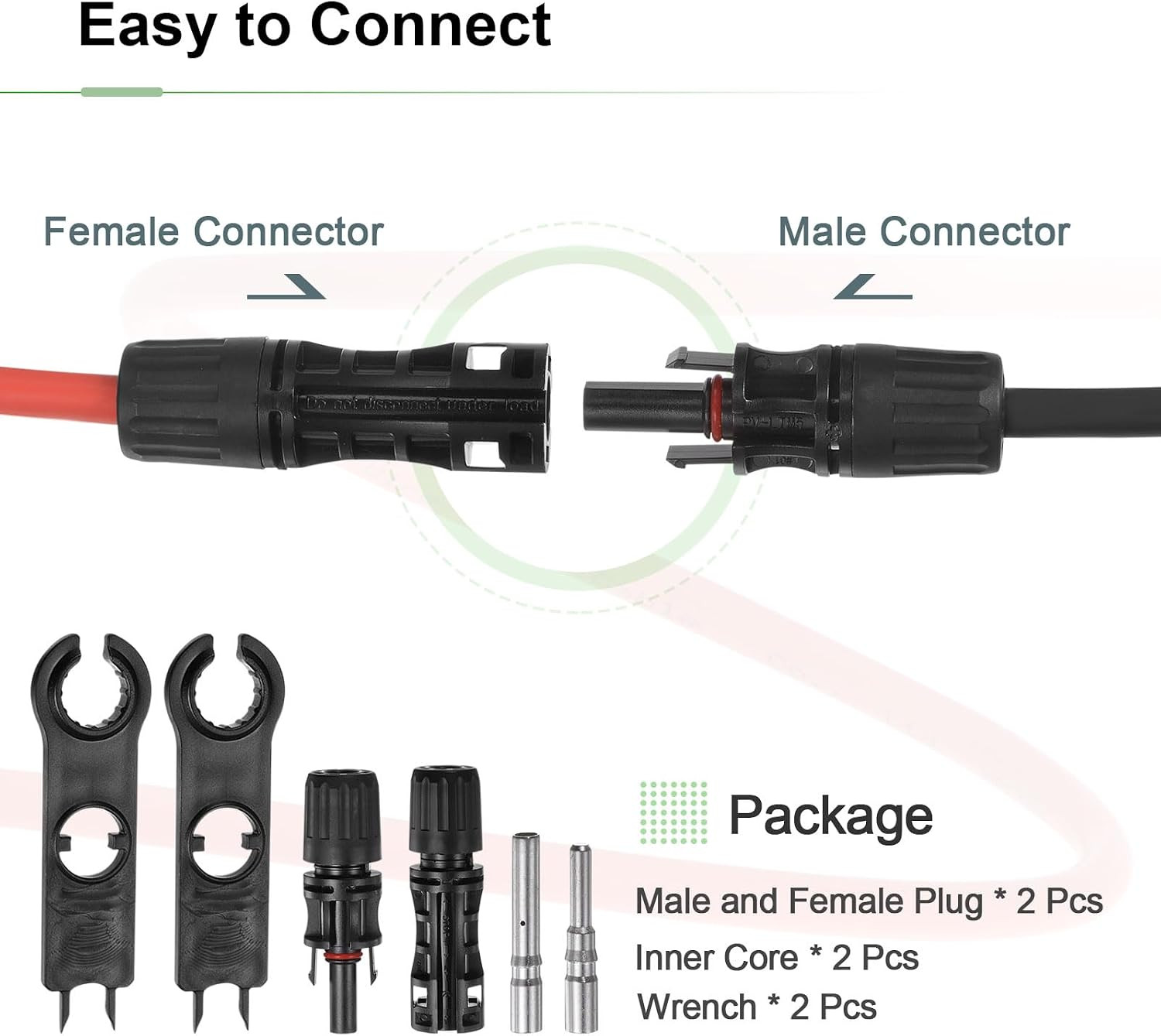 Solar Panel Wire 3Ft 8 AWG 10Mm2 Solar Cable Tinned Copper Wire with Female and