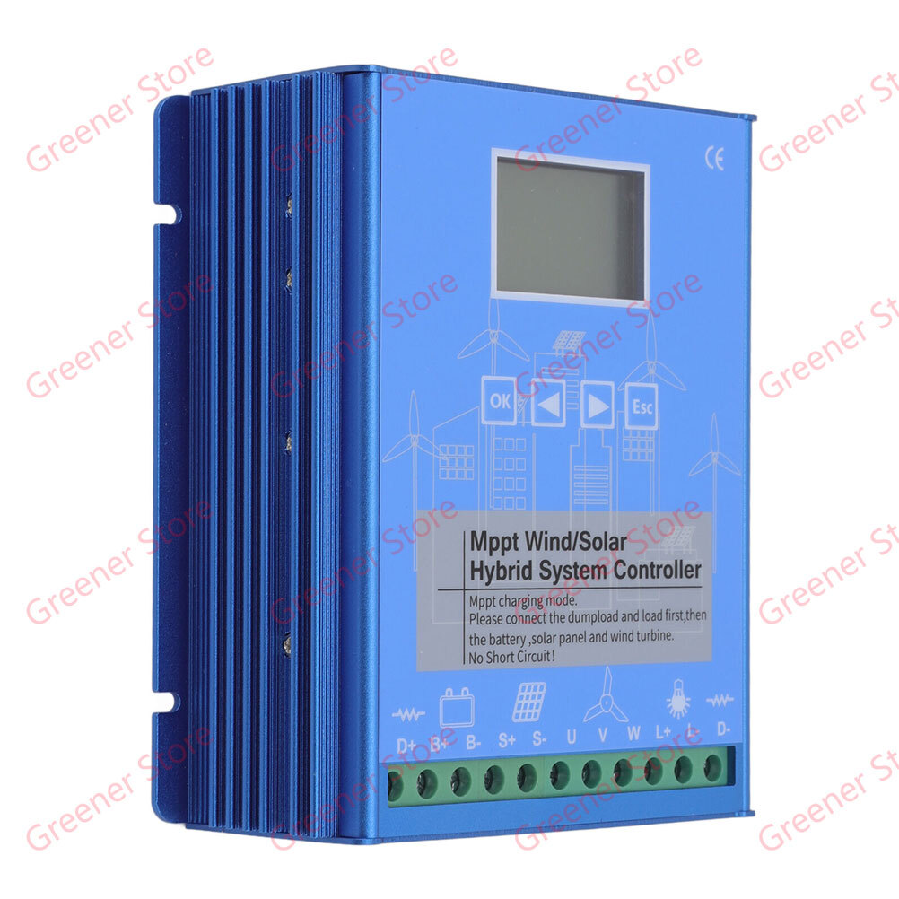 2000W Solar Wind Hybrid MPPT LCD Charge Controller 12V 24V 48V App Bluetooth US