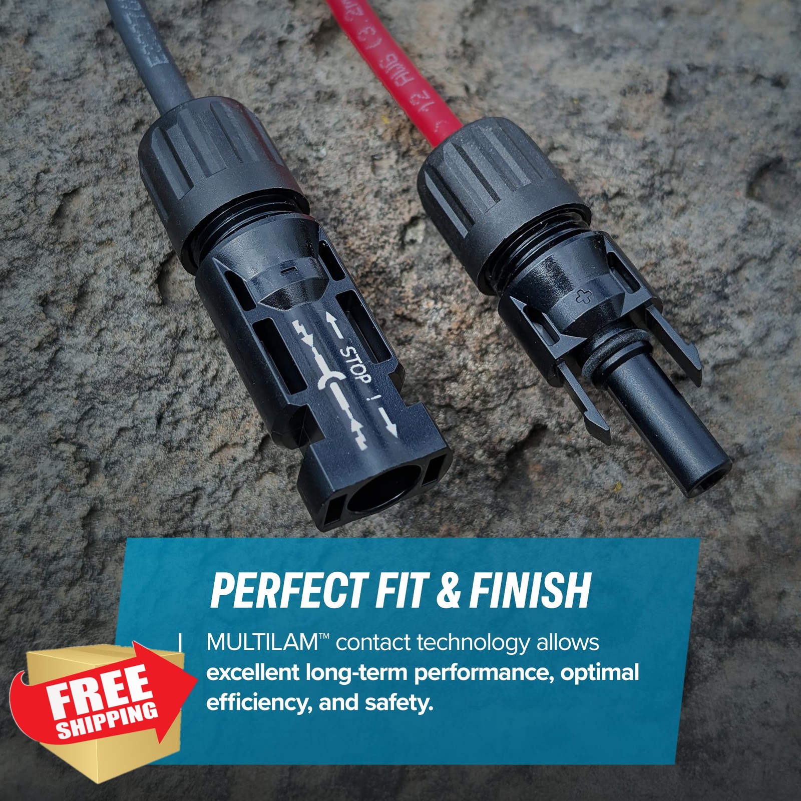 TEMCo Solar Panel Extension Cable 5 Ft Black/Red 12 AWG
