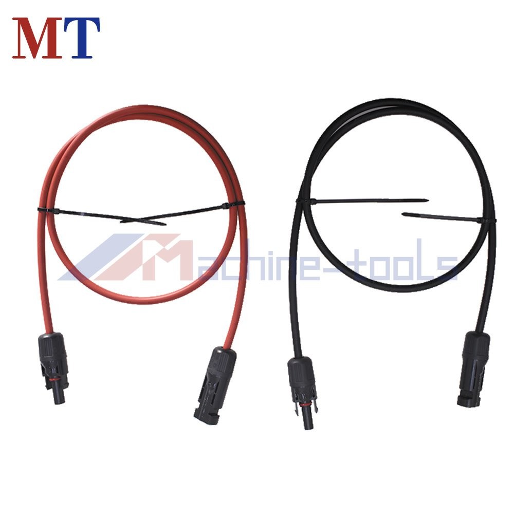 1 Pair Black + Red Solar Panel Extension Cable Wire Connector 3 Feet 10 AWG