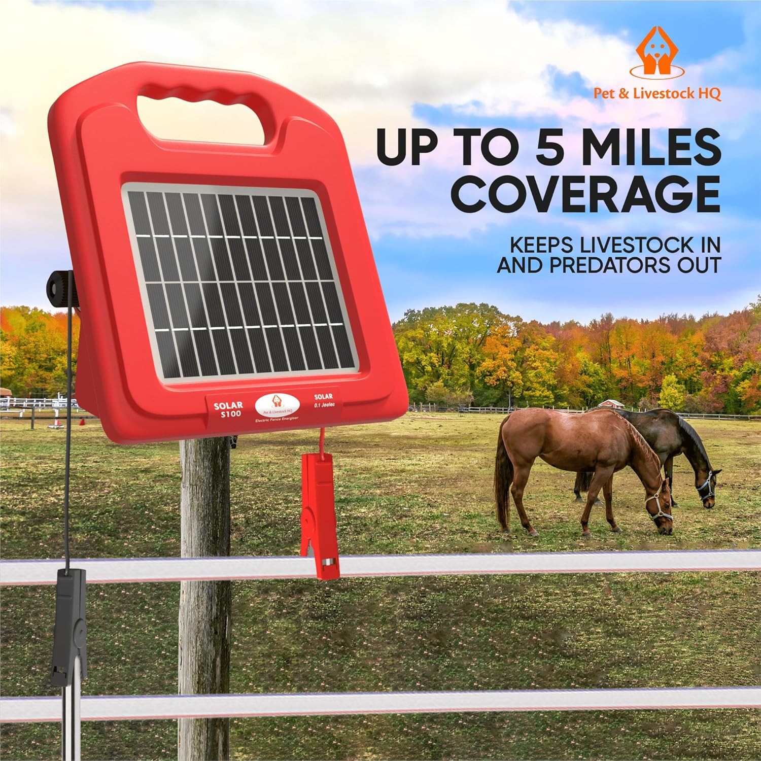 5 Mile Solar Electric Fence Charger 2 Joule