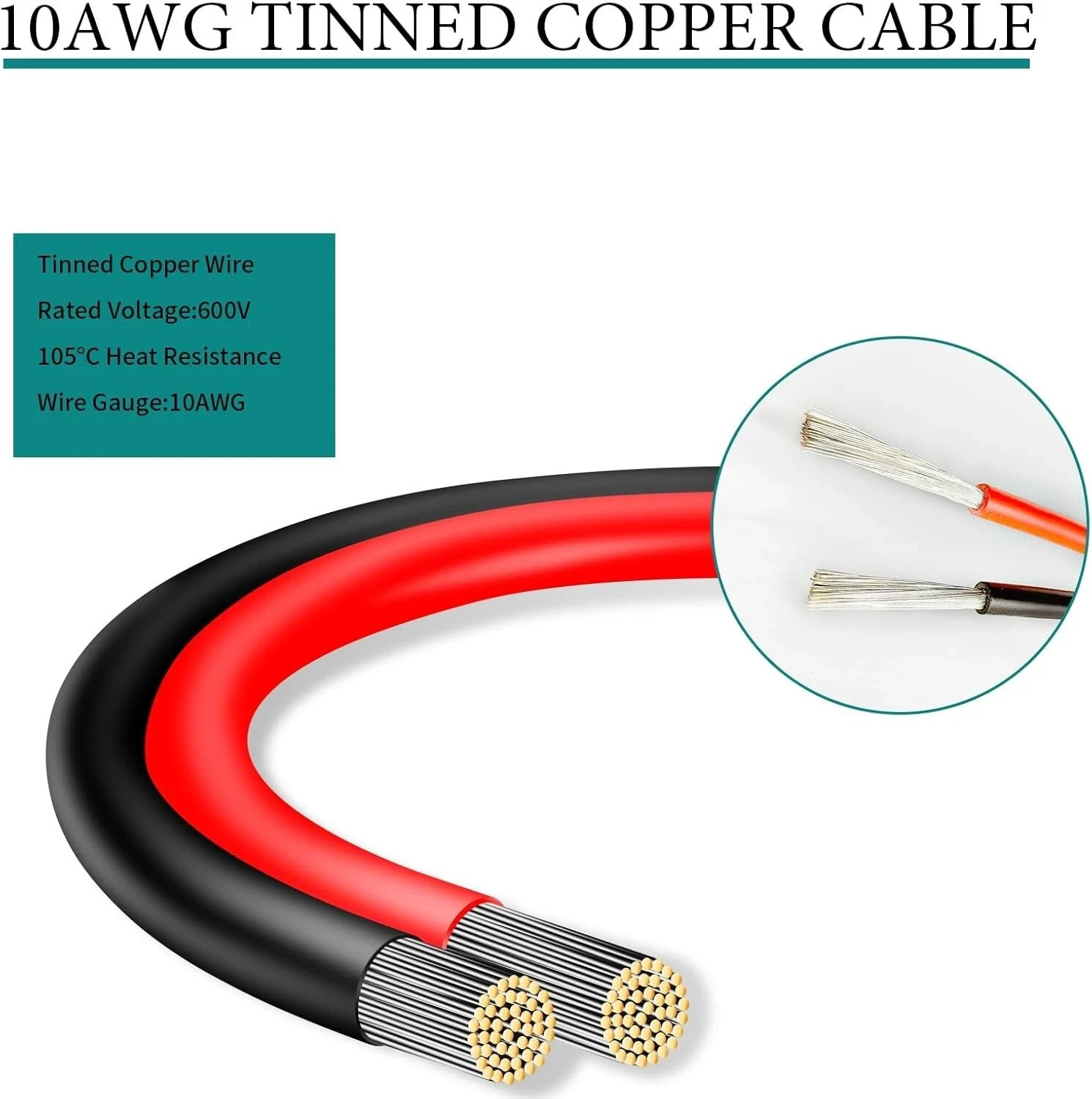 10AWG Tinned Copper Wire Xt60I to Solar Panel Connector Extension Cable 25FT – H