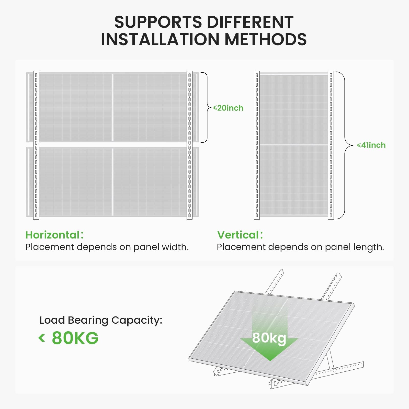 41in Adjustable Solar Panel Mount Brackets with Foldable Tilt Legs, Aluminum …