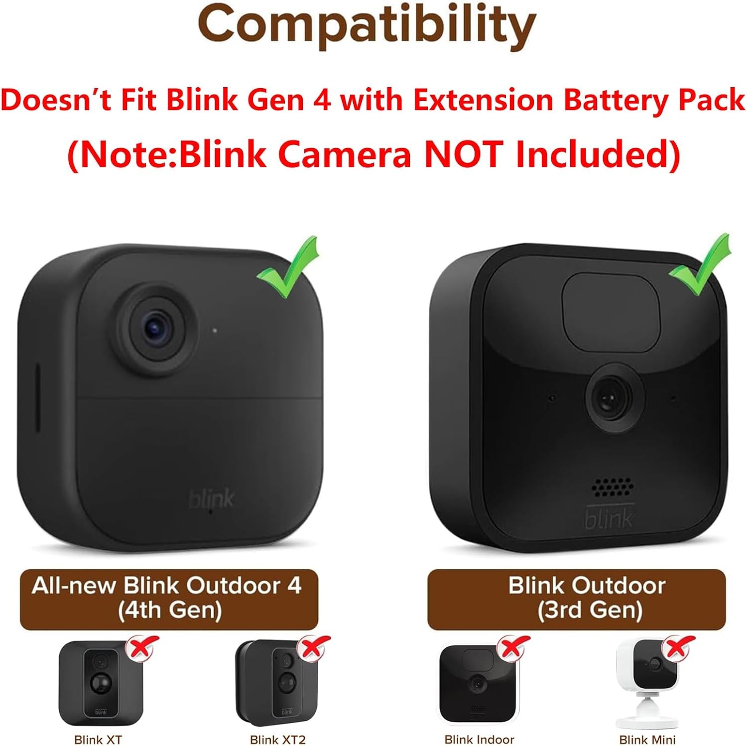3Pack Mount for Blink Outdoor Camera, Weatherproof Protective Housing and 360°A