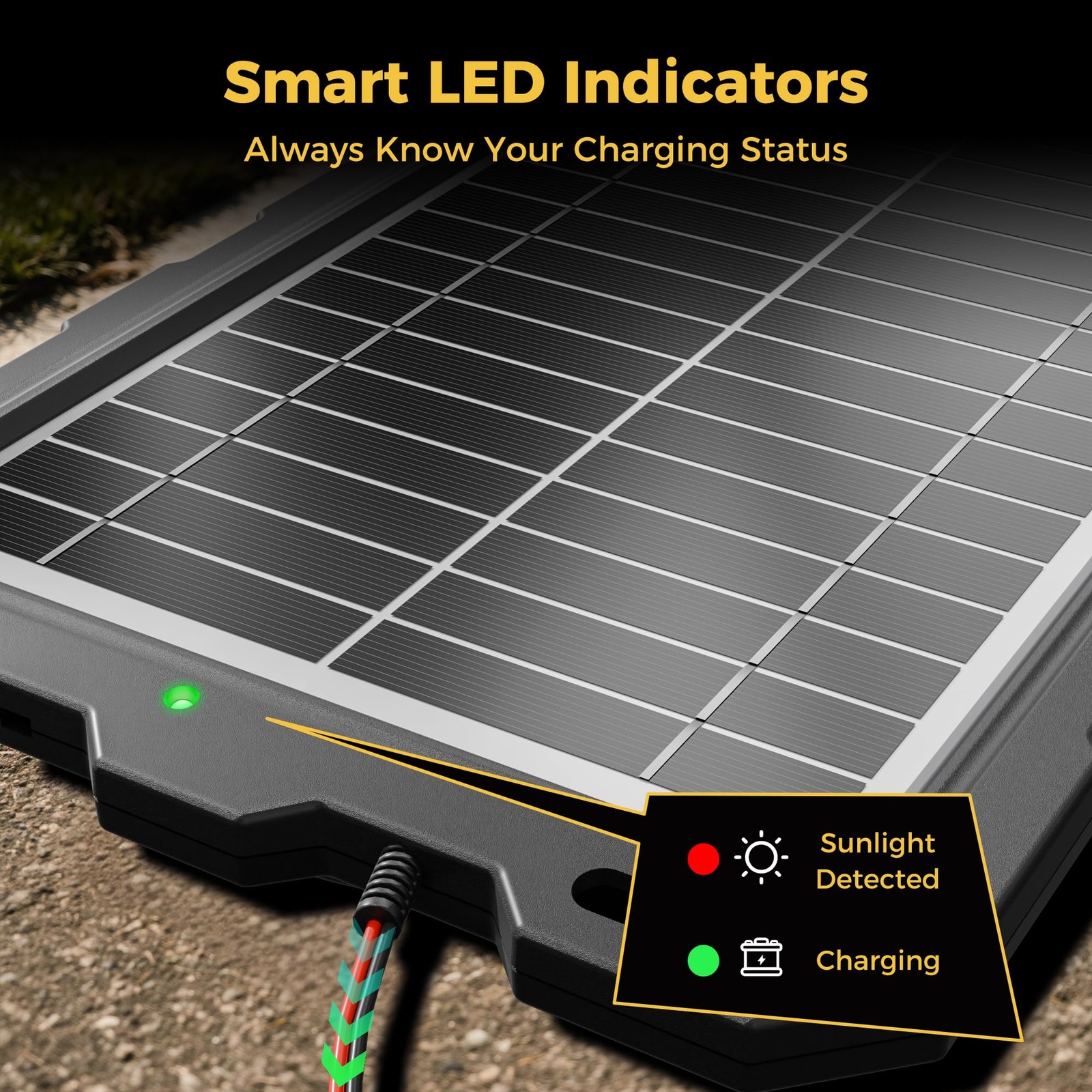 SUNAPEX 10W 12V Solar Battery Charge Maintainer – Solar Trickle Charger for Car
