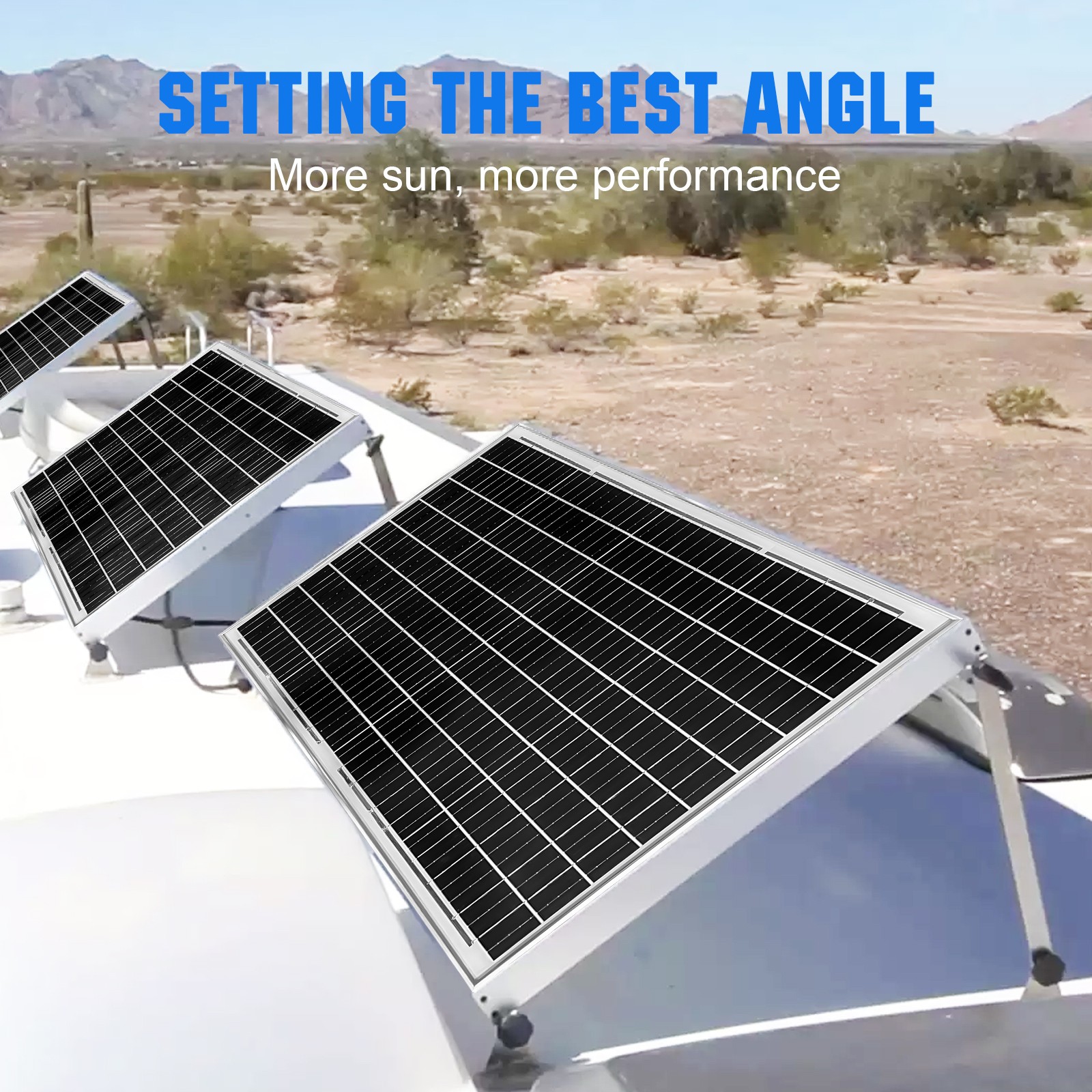 2 Set 114CM 118CM Solar Panel Bracket Mount 0-90° Adjustable Tilt RV Home Garden
