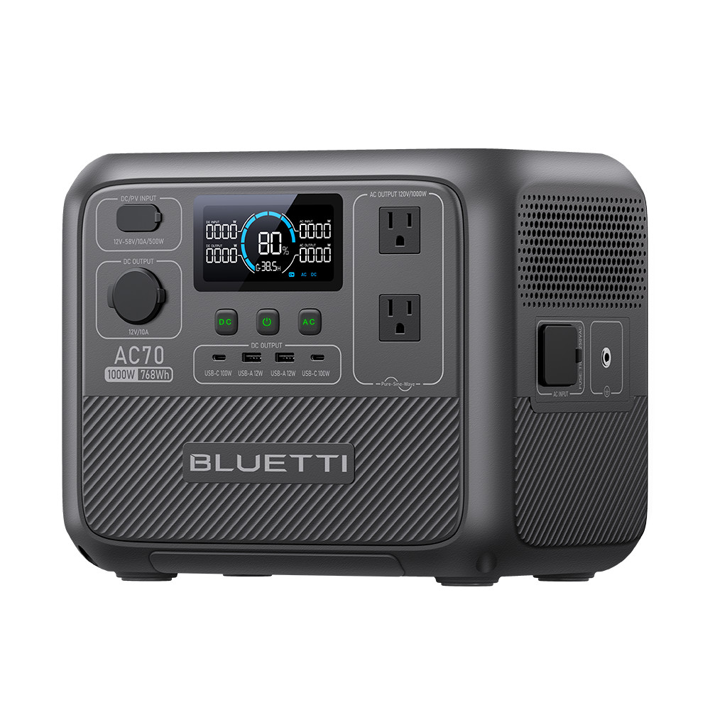 BLUETTI AC70 1000W 768Wh Portable Power Station LiFePO₄ Battery for Travelling
