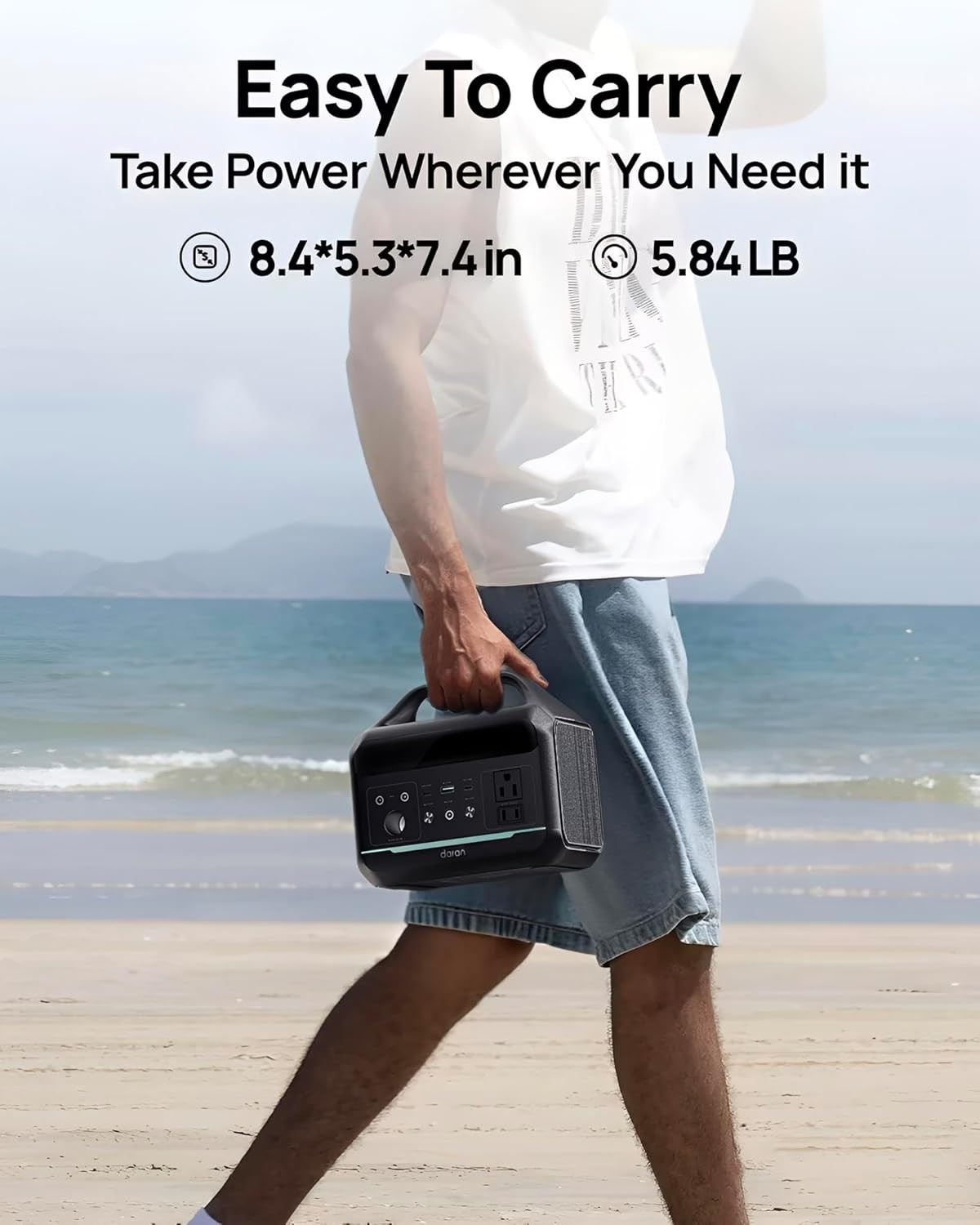 DaranEner Portable Power Station 300W, 192Wh Large Power Bank with 110V AC Outle