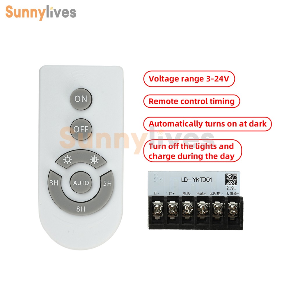 Solar Light Controller Board Auto On/Off Dusk to Dawn Remote Timer DC 3-24V