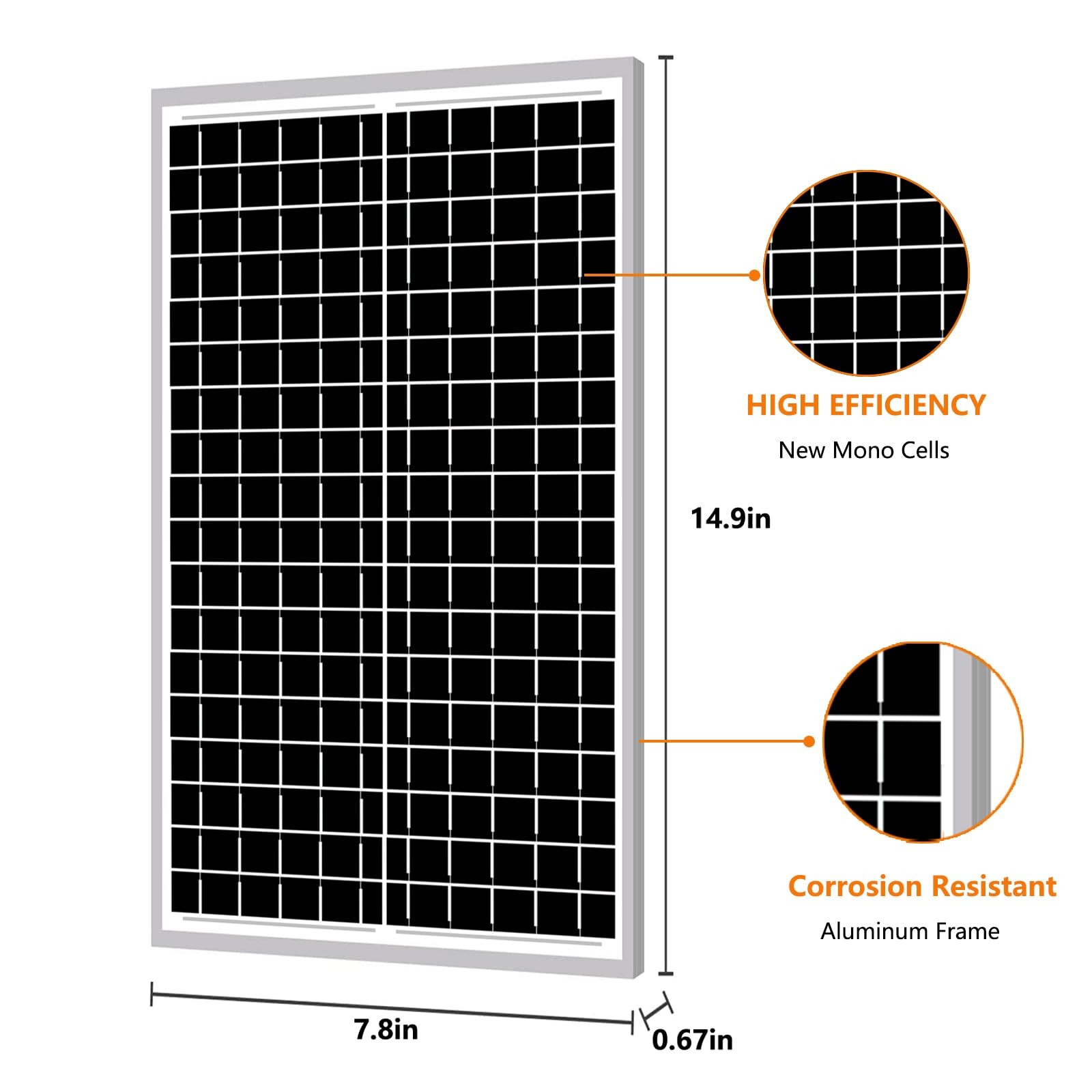 12V 10W Solar Panel Battery Charger for Vehicle Gate Opener Black