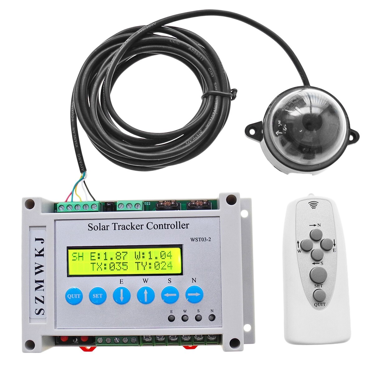 LCD Dual Axis Solar Tracker Controller Automatic Tracking With Wind Speed Sensor