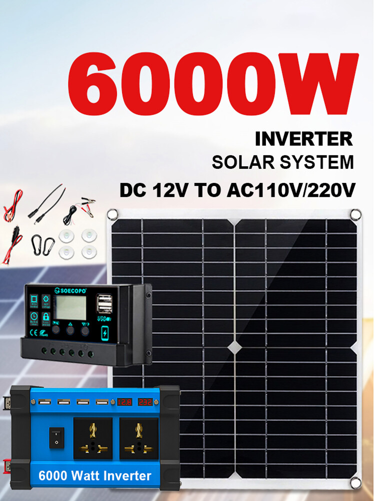 6000W 110V 100A Solar Panel Kit Complete Solar Power Generator Home Grid Syste