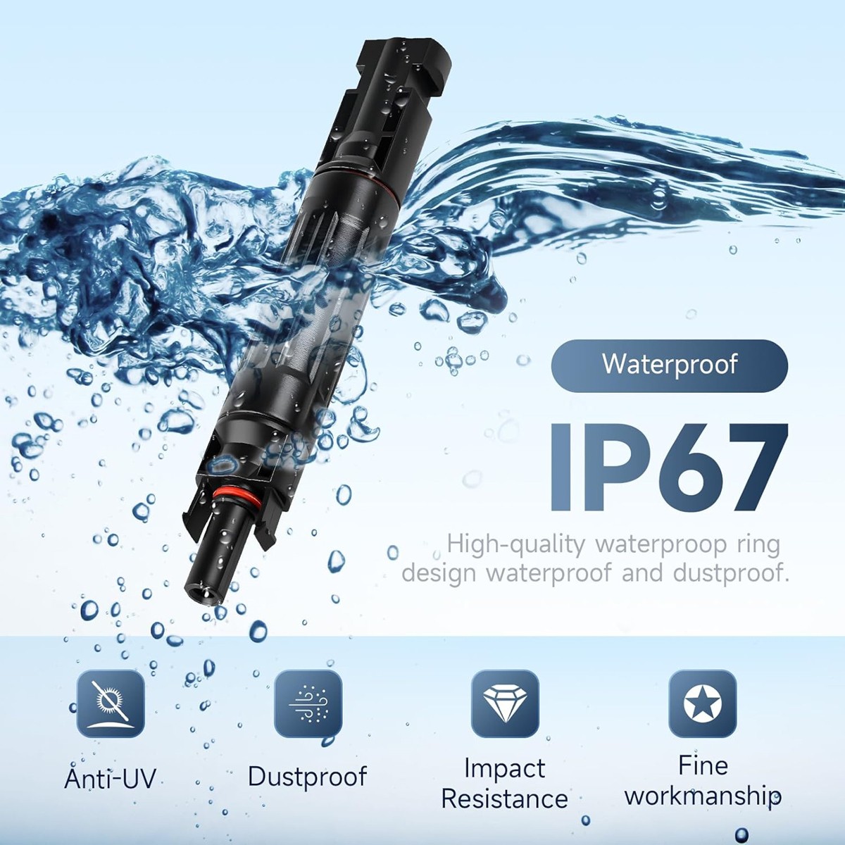 10~32A Quick Release Fuse Holder In-line Solar Panel Cable PV Connector 1000V DC